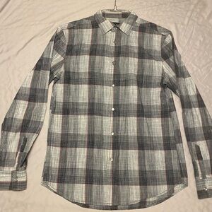 Armani Exchange AX Men’s Button-Down, Size S, Grey/Pink Plaid